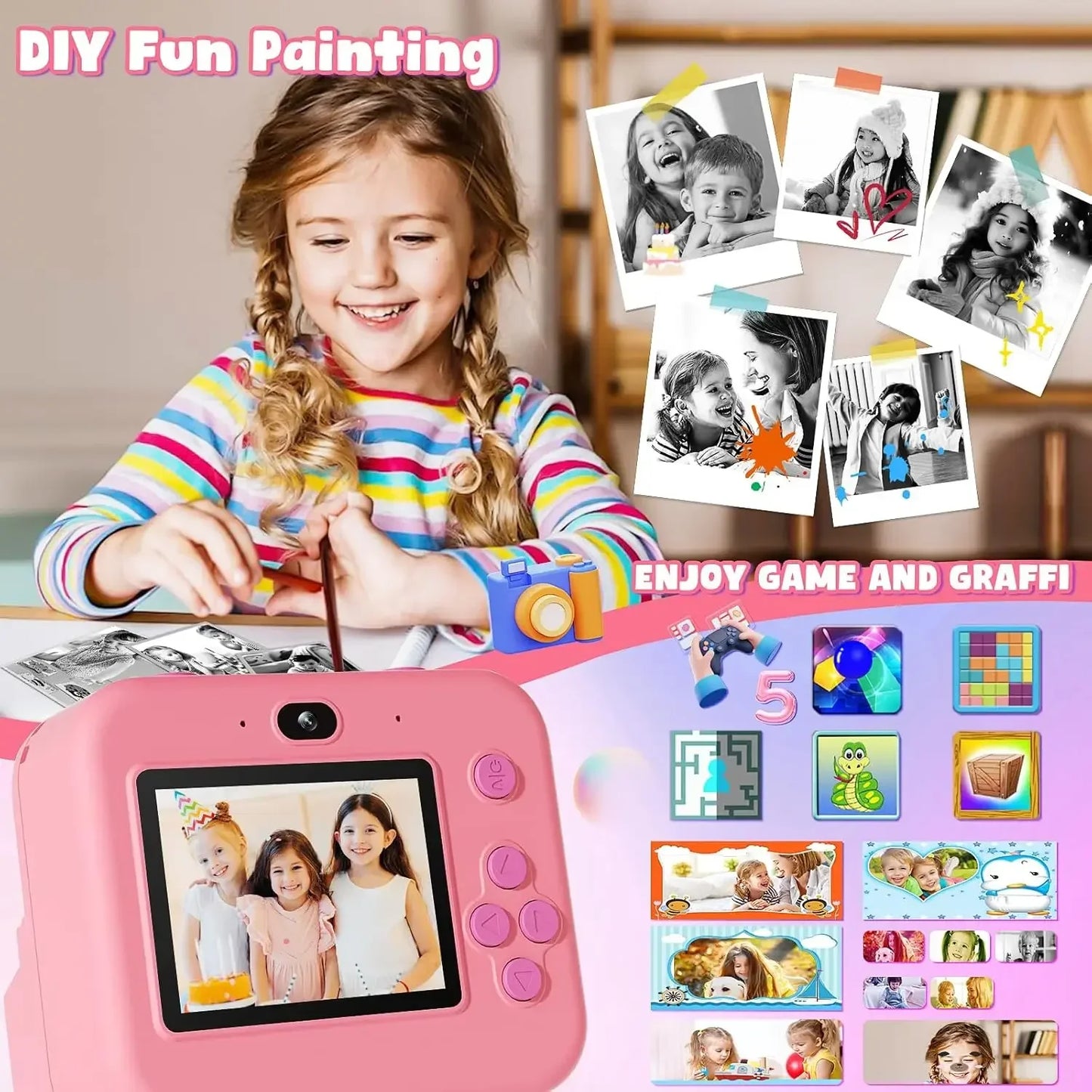 Kids Instant Print Camera – 32GB, Thermal